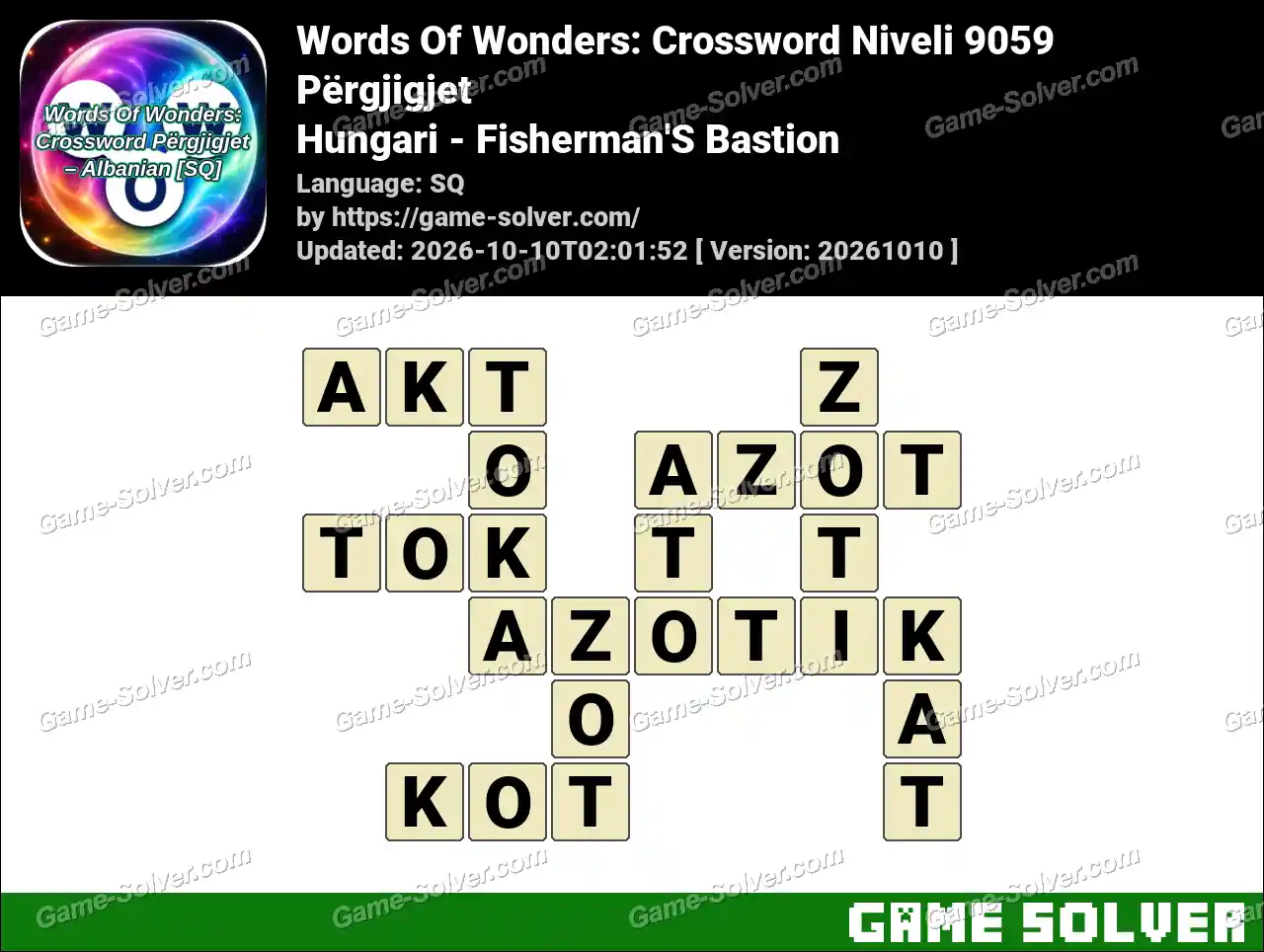 Words Of Wonders: Crossword Niveli 9059 Përgjigjet – Hungari – Fisherman’S Bastion